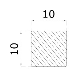 Štvorhran 10x10mm, cena za 3m, bez povrchovej úpravy AISI304 Štvorhran 10x10mm, cena za 3m, bez povrchovej úpravy AISI304